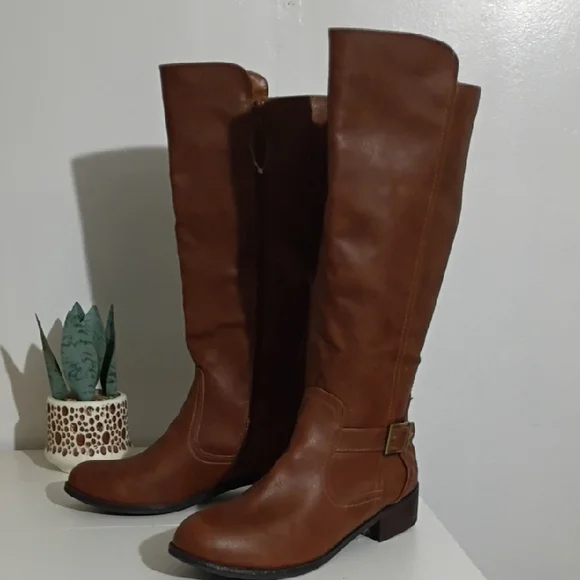 Arizona Brown Leather Knee High Boots Womens Size 8.5 - Picture 3 of 11